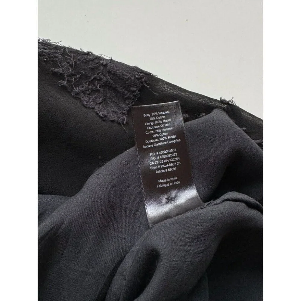 Aritzia WILFRED Dufour Black Sheer Leaf Jacquard Midi Peasant Dress, Size S - Picture 12 of 16